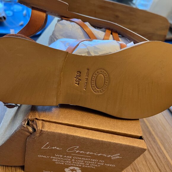 Cocobelle Leather Buckle Slide Sandals | Anthropologie Cocobelle Italian Leather Sandals from Anthropologie - Size 37 - Tan - NIB